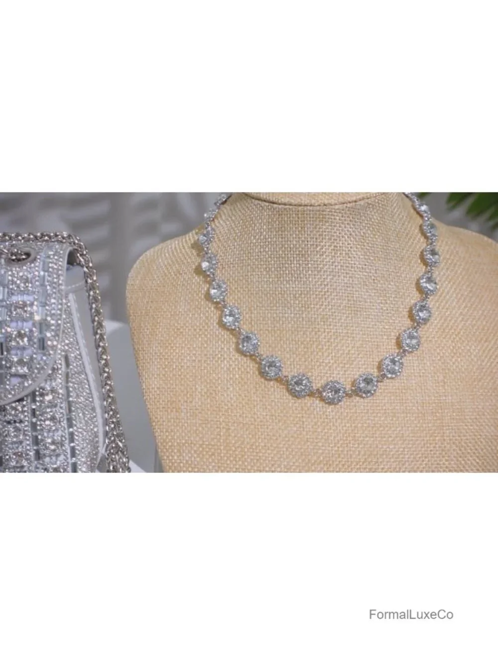 Rhinestone Clutch and Jewelry Set for Women Evening Wedding Formal